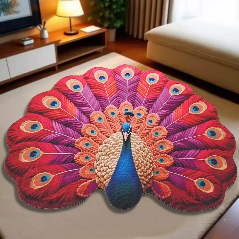 Special-shaped Peacock Carpet Non-slip Soft Peacock Mat Absorbent 40x40cm/60x60cm/80x80cm/100x100cm Bathroom Floor Mat