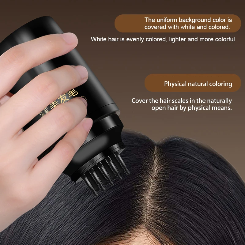 قلم تصفيف الشعر مع مشط الأسنان، لا يؤذي فروة الرأس، يغطي الشعر الرمادي ولا يتلاشى، تجفيف سريع في حالات الطوارئ وتجديد الألوان