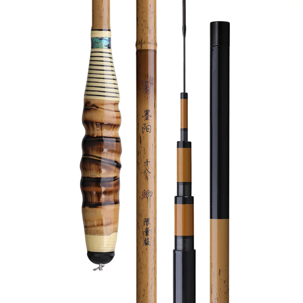 Natural Luohan Bamboo Carp Fishing Rod  2.7m-6.3m Carbon Fiber Hand Pole Light and Hard Long Section Stream Fishing Rods Gear 