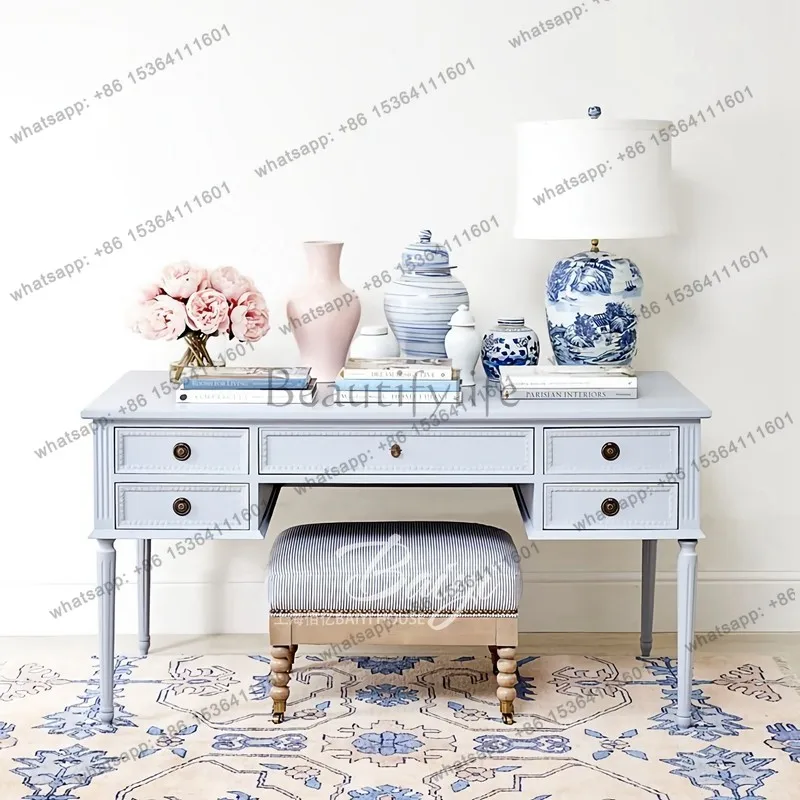 American French solid wood desk European engraved computer desk office desk simple