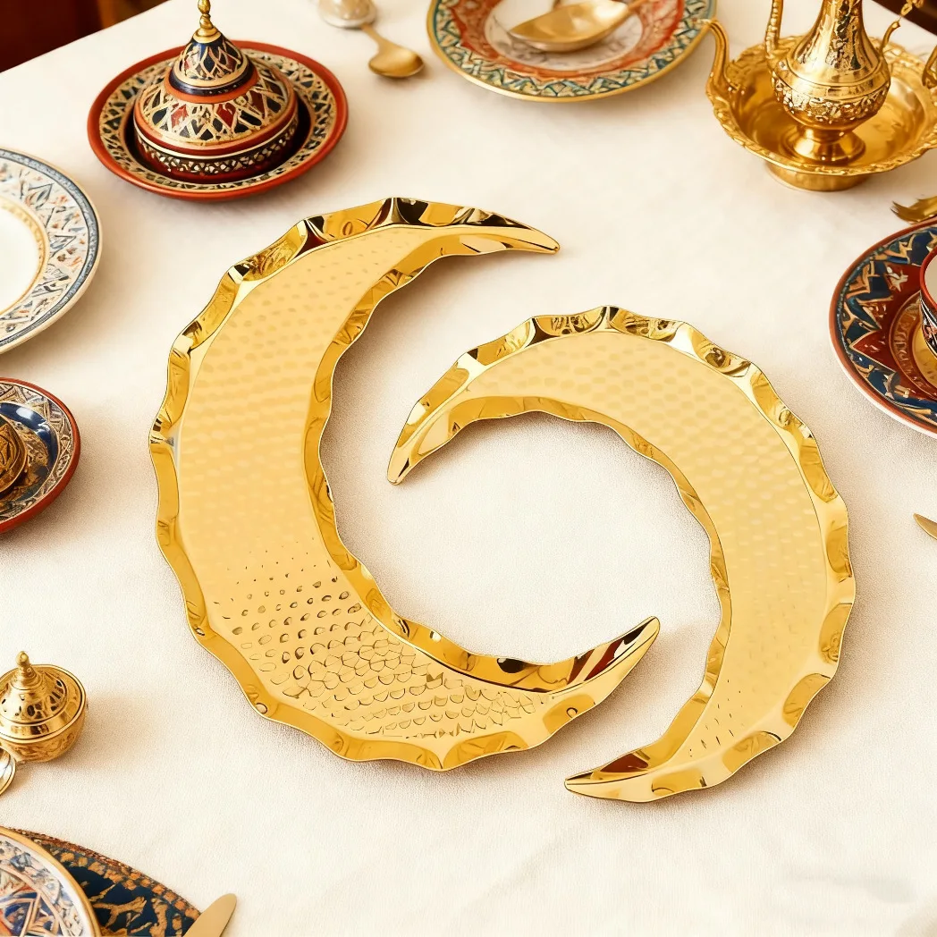 Middle East Festival Crafts Metal Dining Table Tray Fruit Cake Dried Fruit Storage Tray Home Ornament
