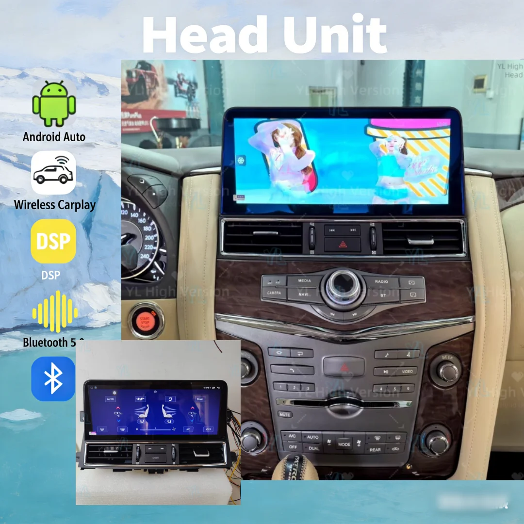 NEW DSP CarPlay Android 14 For Nissan Patrol Armada Y62 Infiniti QX80 2010-2023 Car Multimedia Radio GPS Navi 4G WiFi RHD LHD BT