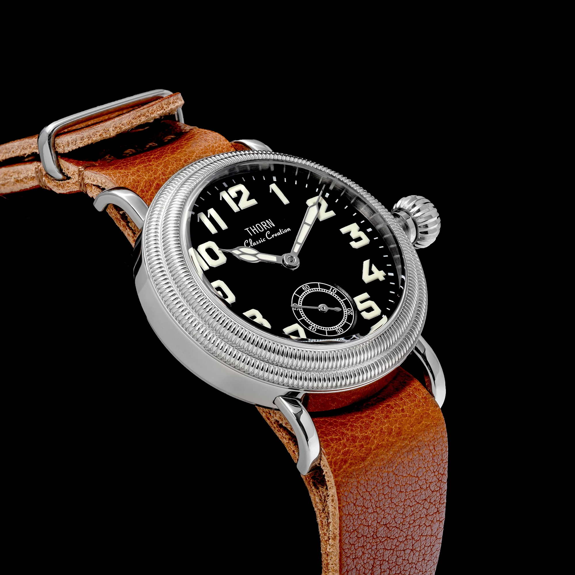 【T013】THORN Uhr 36 mm Durchmesser Vintage Fliegeruhr ST1700 Handaufzug Mechanische Uhrwerkuhr Schweizer Leuchtkraft – Detail 11