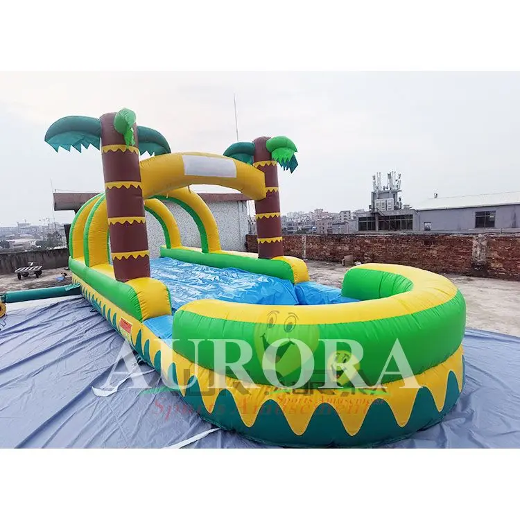 

Waterslide Tropical Commercial Inflatable Double Lane Slip And Slide Custom Slip N Slide Water Slide With Pool