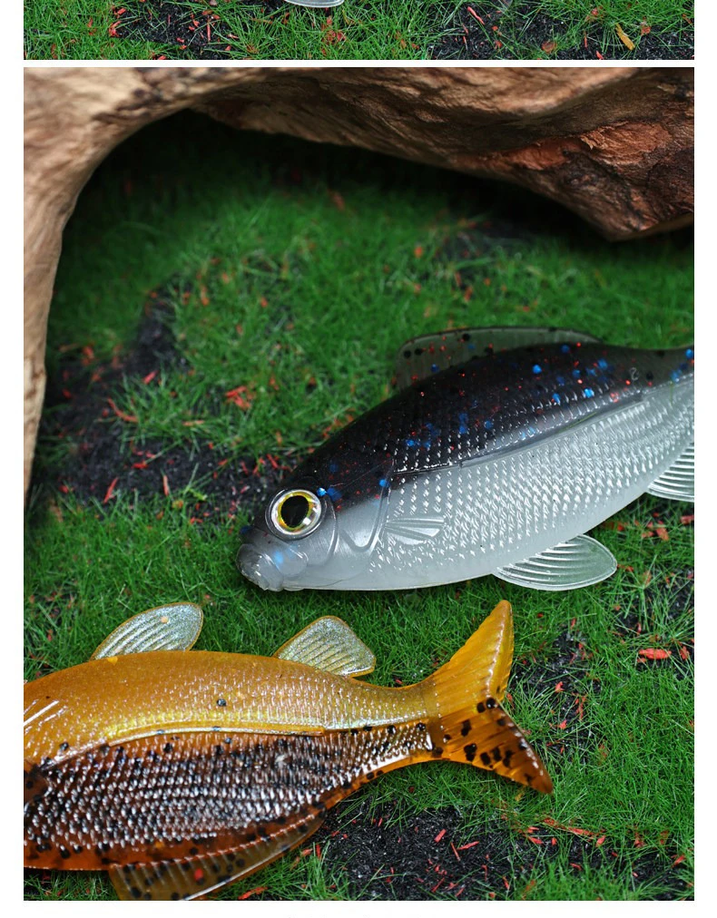 3/5 Stück Weiche Swimbait-Angelköder 63mm 88mm Realistischer Softbait 30% Hochsalz-Gabelschwanz-Swimbait Apfel-Aminosäure-Duft Neko Rig – Detail 13