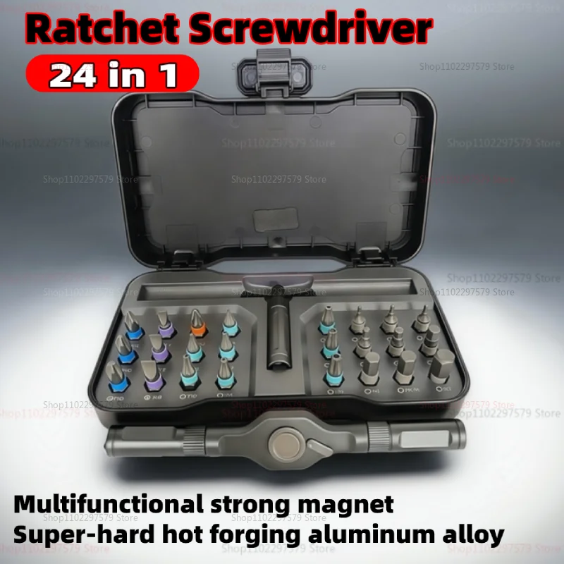 

24-in-1 Multifunctional Screwdriver and Ratchet Wrench Set Magnetic Tips Home Repair Tool Kit for DIY Tasks Maintenance Projects
