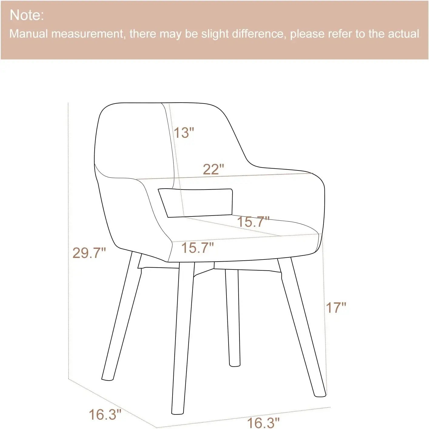 Desk Chair No Wheels Vanity Chair Makeup Chair Comfy Accent Chair for Living Dining Room Bedroom Home Office Mid Century Modern Upholstered Armchair Sofa with Wood Legs (Wool White, 1)