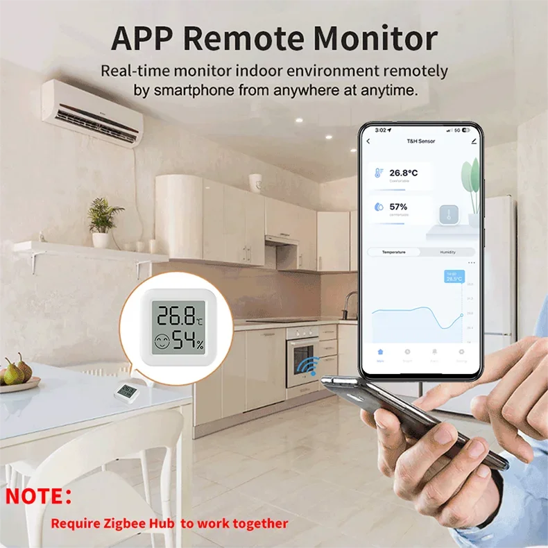 Zigbee Mini Temperatur- und Feuchtigkeitssensor / Intelligentes Thermometer – Unterstützt SmartLife, Yandex und Alexa – Detail 4