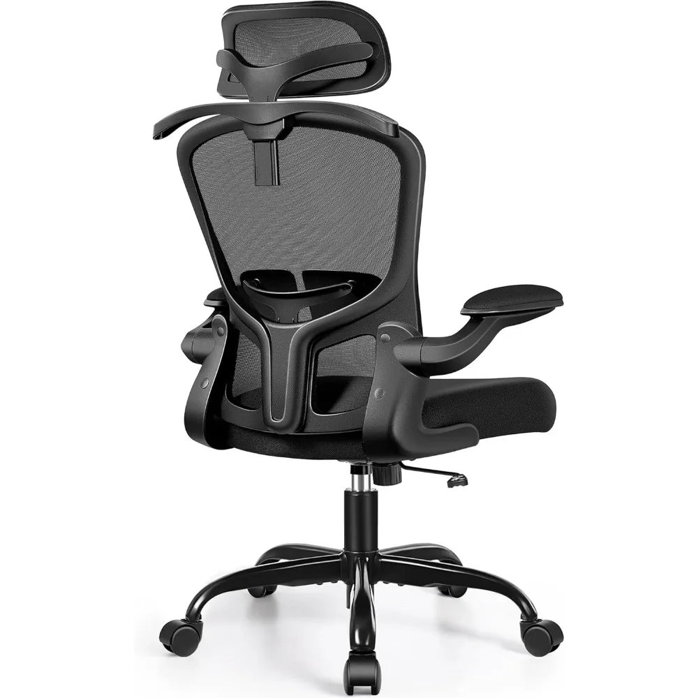 

Office Chair with Headrest, Ergonomic Desk Chair with Wheels, Task Swivel Comfy Chair with Adjustable Lumbar Support, Breathable