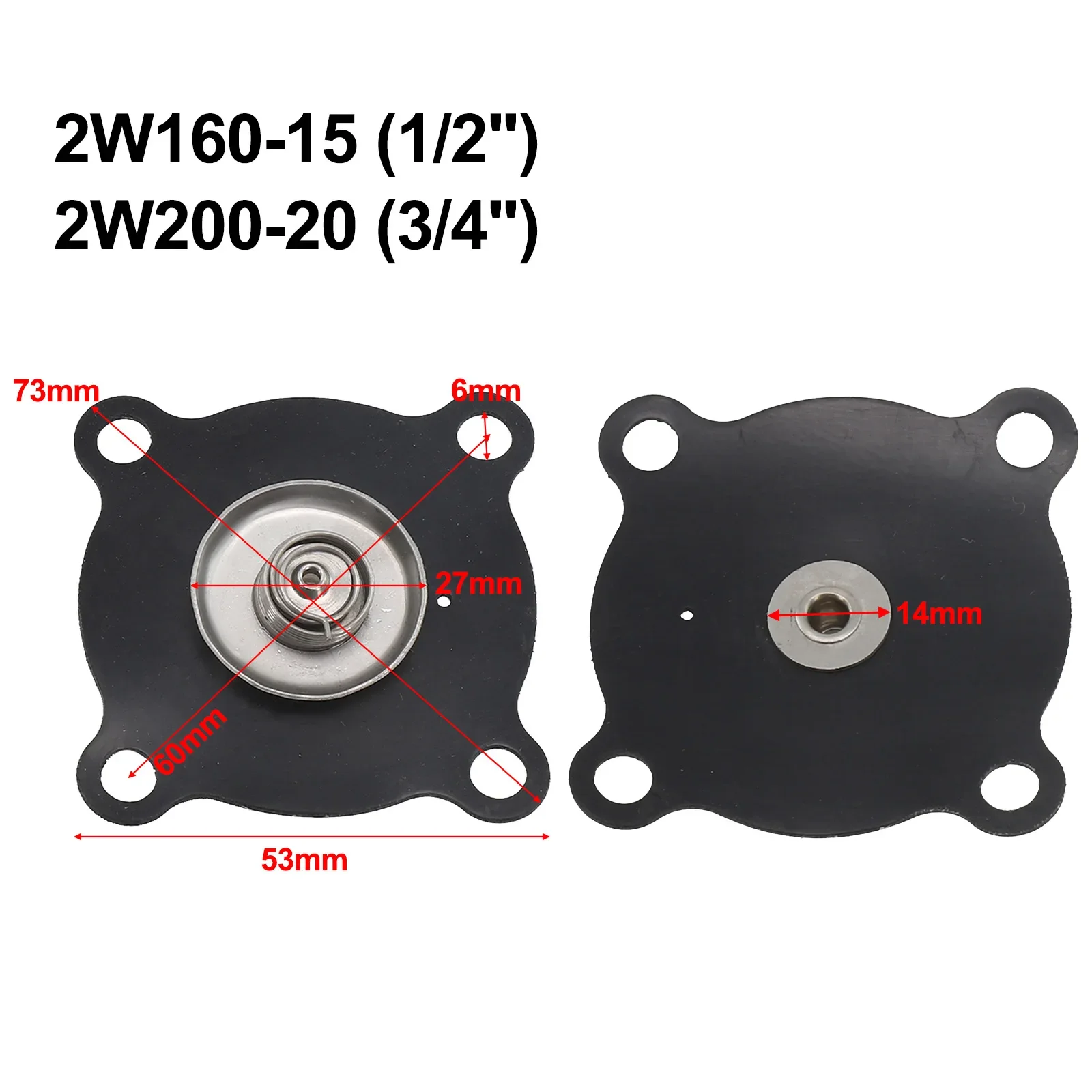 1pc Robust Electromagnetic Valve Diaphragm - Rubber & Nylon, Black, Tight Sealing, 1/2” & 3/4