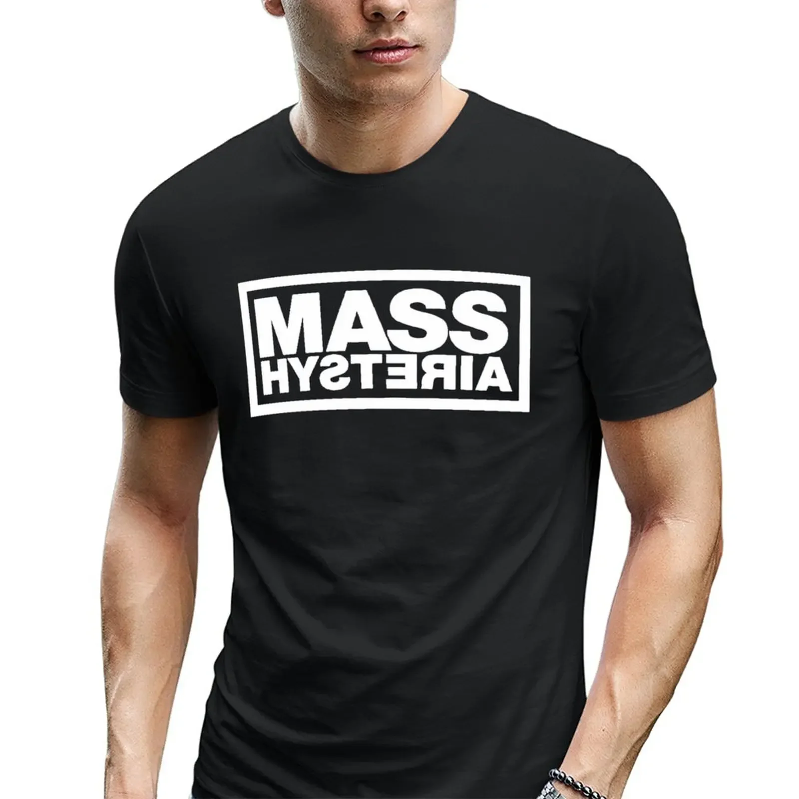 Harajuku Mass Hysteria Band Rock French T-Shirt Tees T-shirts Man Graphics T Shirt Oversized T Shirt Black T Shirts for Men USA