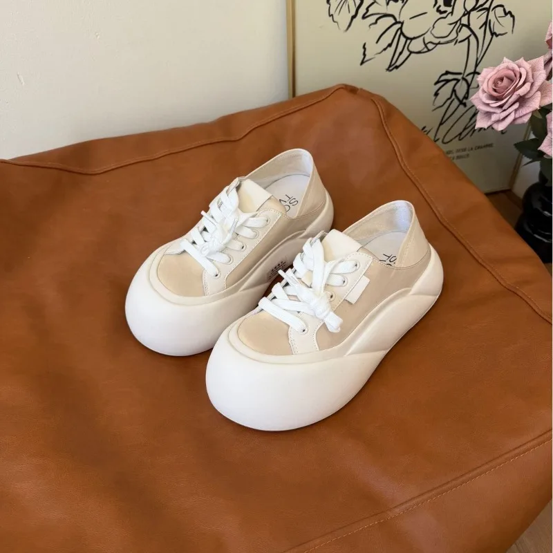 

2026 New Women's Shoes Fashion Round Head Chunky Sneakers for Woman Exquisite Lace Casual Shoes Designer Shoes Zapatos De Mujer