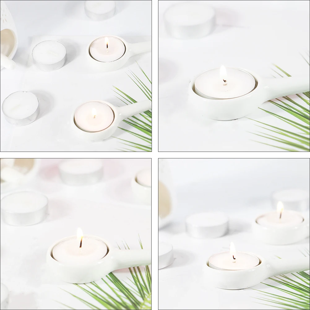 

10pcs Anti-Scald Holder Spoon Tealight Wax Warmer Tray Ceramic Fragrance Burner For Home Office Decor Incense Burner