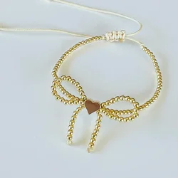 KKBEAD Beaded Bow Ball Bracelet Statement 18 K Waterproof Gold Plated Bracelets Gift Jewelry for Women Accessories Pulseras
