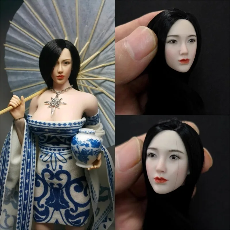 

1/6 Scale Female Huntress Black Long Hair Beauty Hair Transplant Head Sculpture for 12" Action Figures Tbl Ph Pale Skin Body