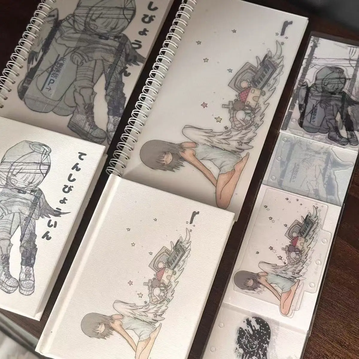 Japanese Illustration Angel Girl Hard Shell Notebook Art Healing Niche Hand Account Book Portable Notebook Ins Style Retro Diary