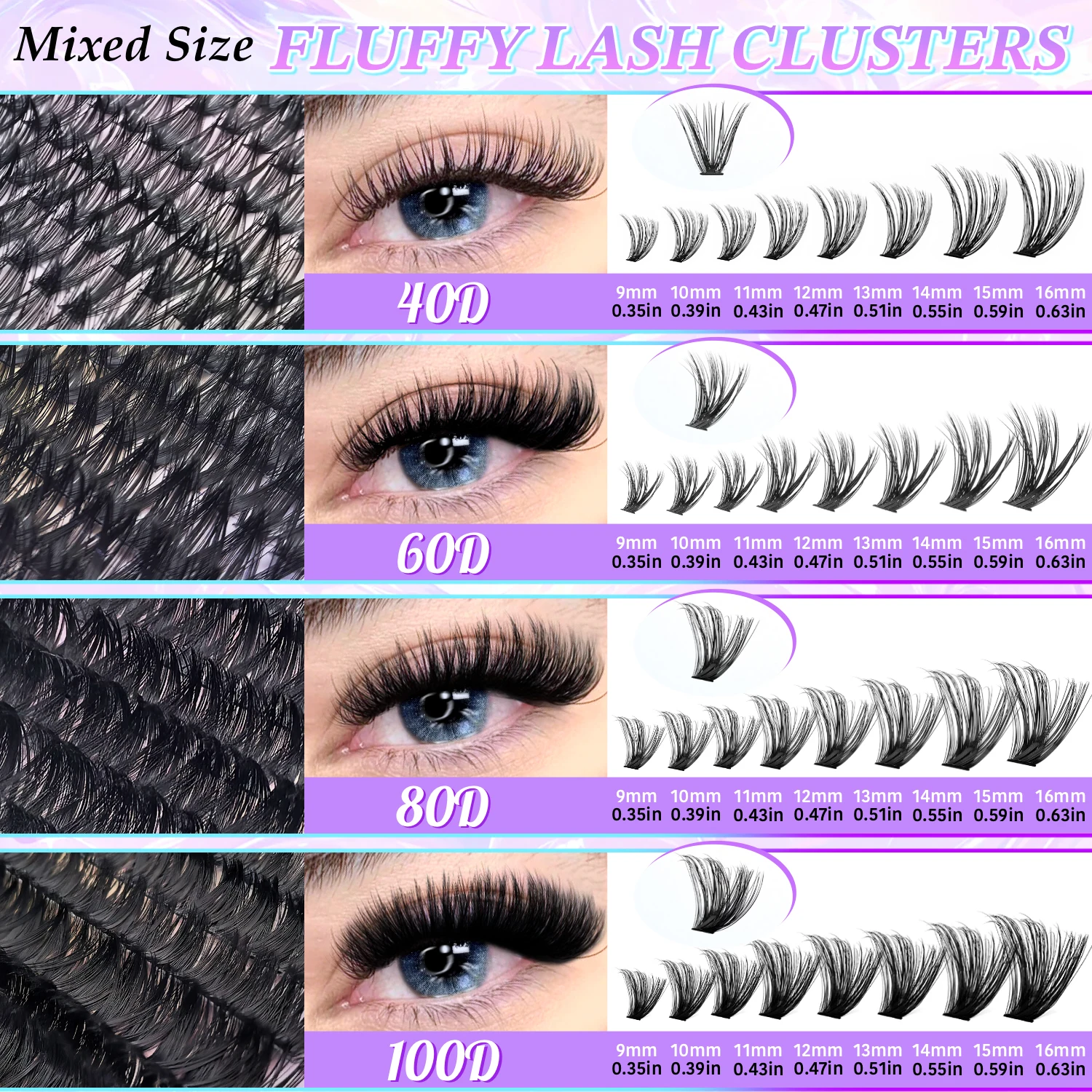 Eyelash Extension Kit, 1 Box Black Individual False Eyelashes with Eyelash Bond Glue & Remover & Tweezers for Eye Make-up