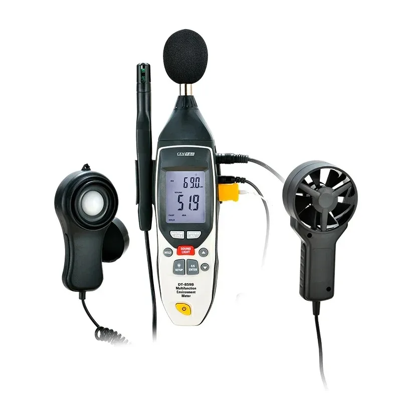 DT-859B Professional Instrument for Multifunctional Environmental 5 in 1 Test Type K Temperature, Humidity, Photometry