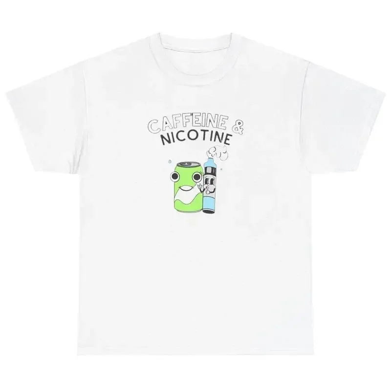 

Футболка с кофеином и Никотиком, забавная футболка Addict Addiction Gen Z Gag, футболка Dank Meme