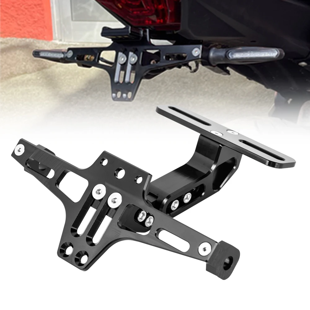 For Yamaha XJ6 XJ6F XJ6N Kawasaki Z800 Z750 Duke 200 Motorcycle Adjustable Rear Tail Tidy License Plate Holder Bracket LED Light