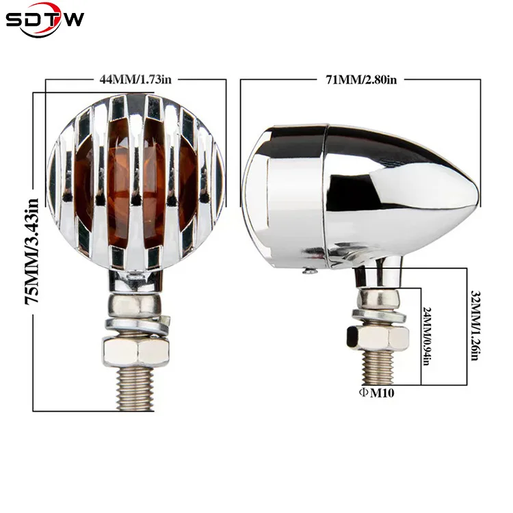Retro motorcycle turning command light accessories fence electroplating turn light