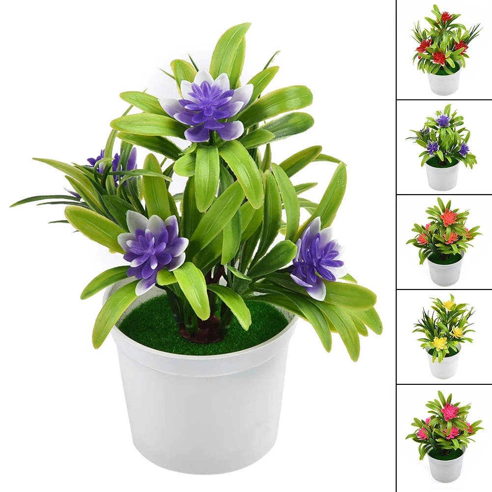 Artificial Lotus Flower Bonsai Small Plant Pot Fake Flowers Potted Ornaments For Home Room Hotel Garden Balcony Table Decor