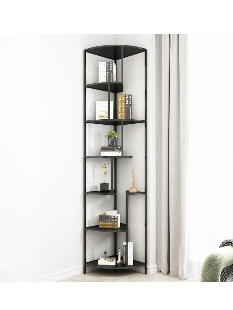 Simple vertical corner bookshelf floor shelf living room home modern simple wrought iron bookcase