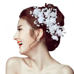 New in Flower Faux Pearl Wedding Hair Pin Headwear White Hair Clip Bride Jewelry