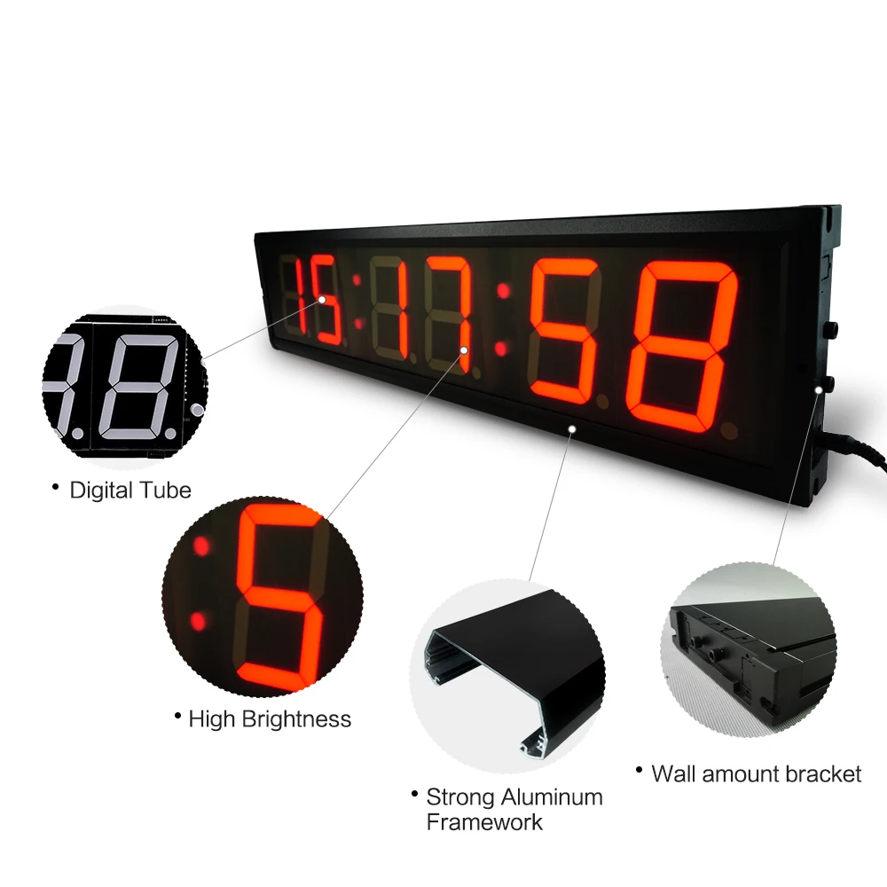 Led Electronic Clock Timer, Rock Climbing Gym Competition Time Stopwatch Wall Clock, School Gymnasium Training Timer 71x16cm