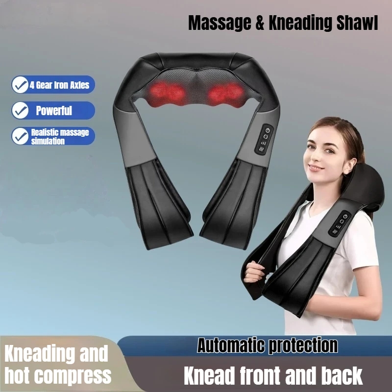 

2025 New Shoulder Neck Massager Powerful Deep Kneading Quiet Motor Heating Therapy Full Body Use For Waist Calf Office Relief
