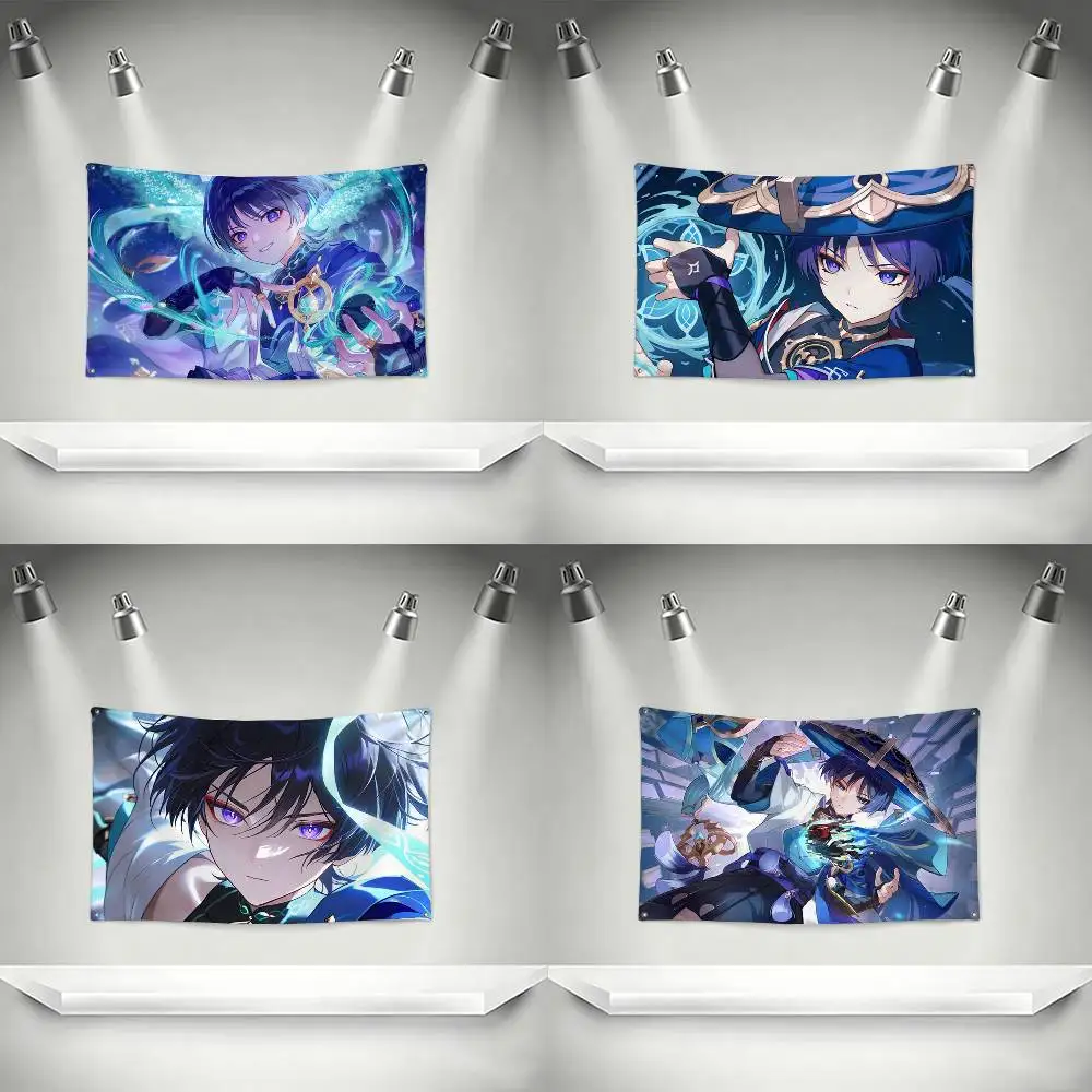 Popular Game Genshin Cool Wanderer Flags Wall Hanging Tapestry Outdoor Garage Room Decorative flag Background Blanket