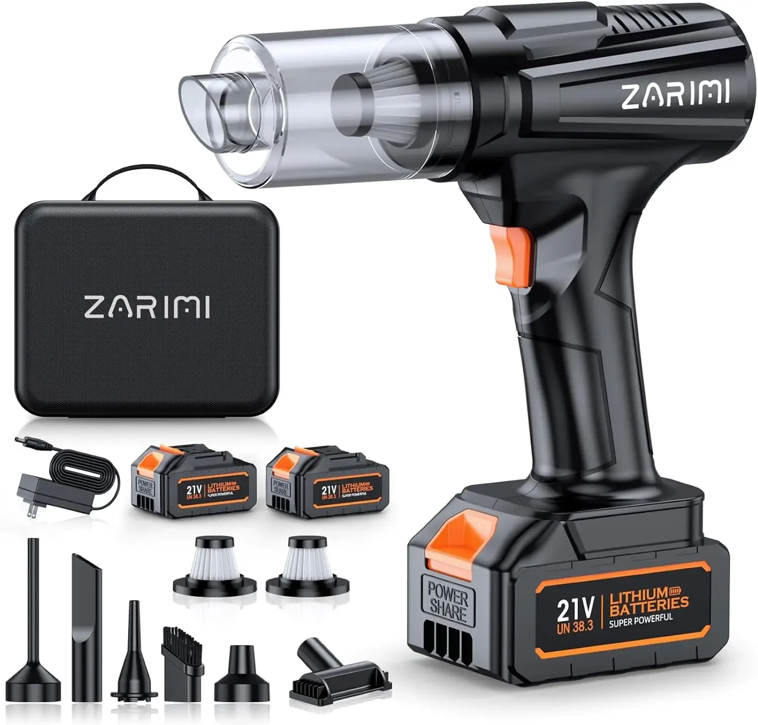 Car Vacuum Portable Cordless, 50000Pa Strong Suction Brushless Motor, Handheld Vacuum with 2 Batteries & Charger, 6-in-1 Recharg