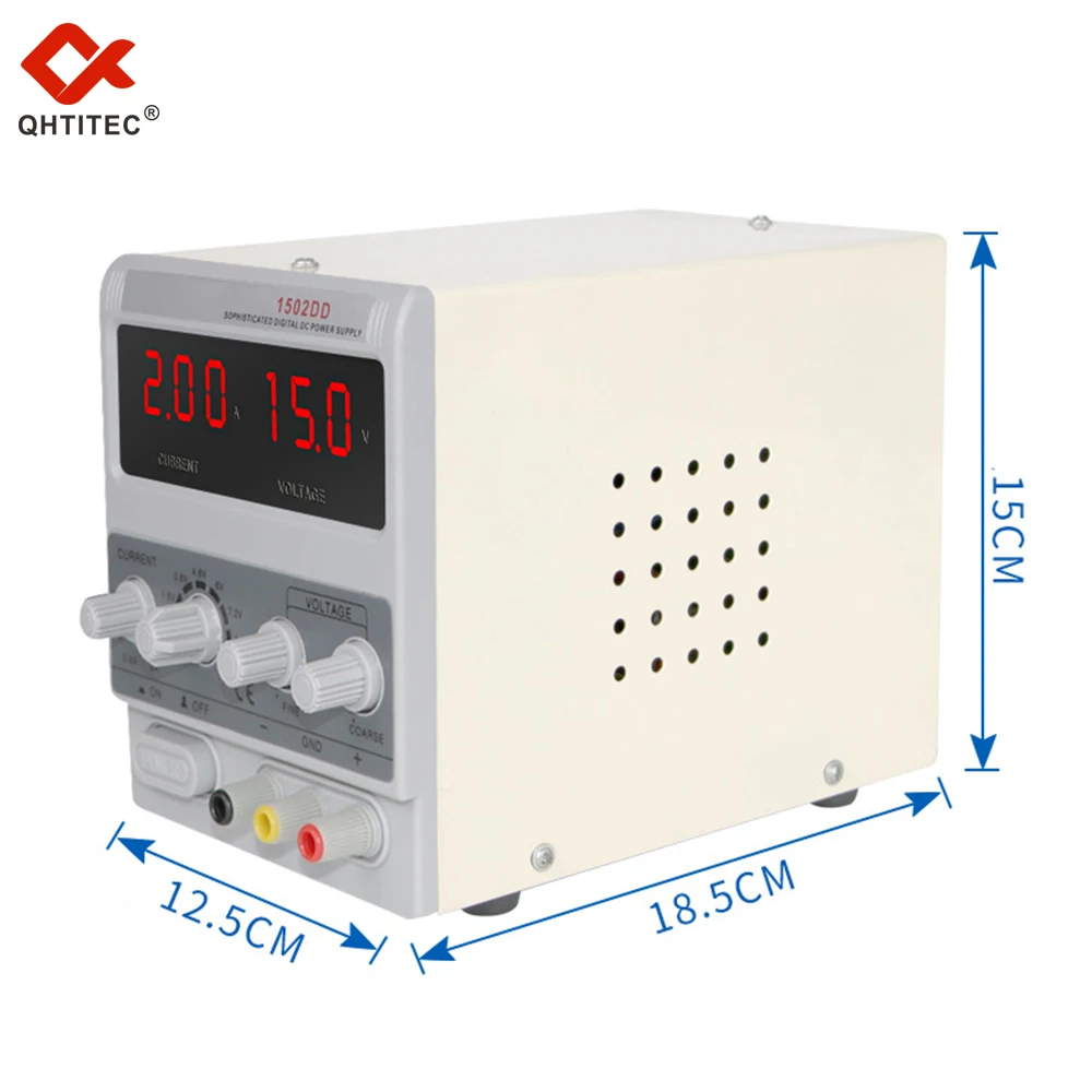 QHTITEC Adjustable DC Stabilized Power Supply 15v2a Digital Display Stabilized Power Supply Maintenance  Power Supply 220V UK/EU