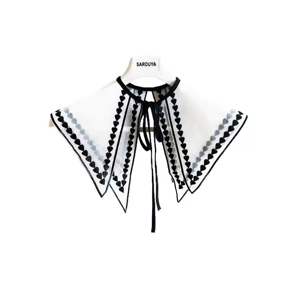 Sweet Hollow Out False Collar Mesh Round Neck Crochet Shawl Detachable Collar Clothes Decoration Scarf Accessories