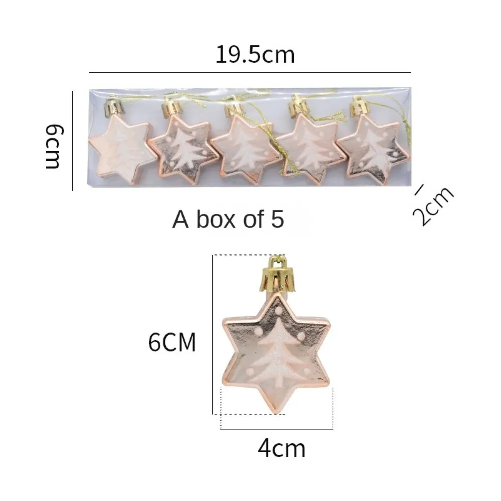

5PCS/Box Painted Stars Christmas Tree Ornament Plastic DIY Crafts Painted Christmas Gifts Boxes Hanging Ornament