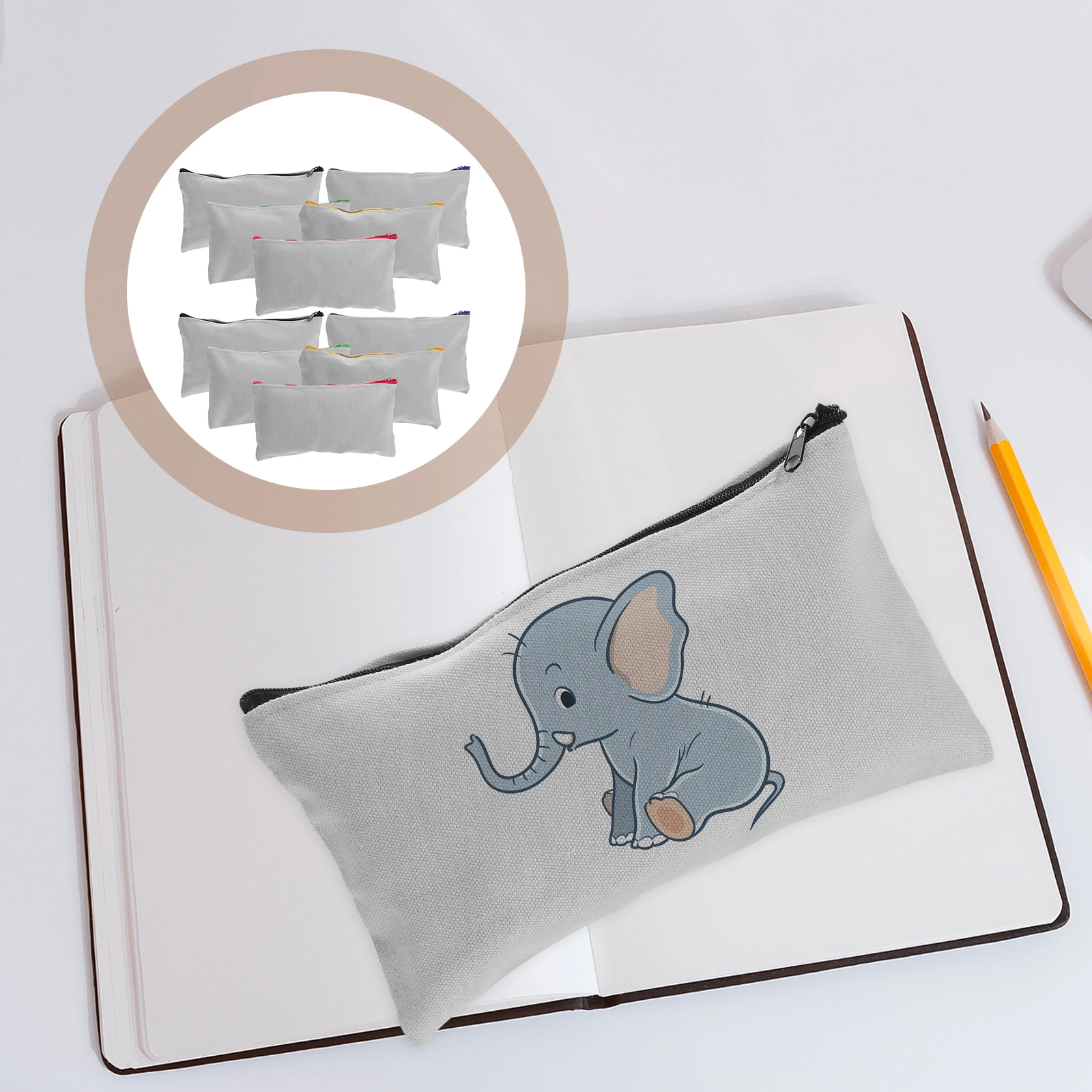 

15Pcs Canvas Makeup Bags Blank Heat Transfer Pencil Pouches Durable Travel Toiletry Storage Zipper Bags Pencil Pouch