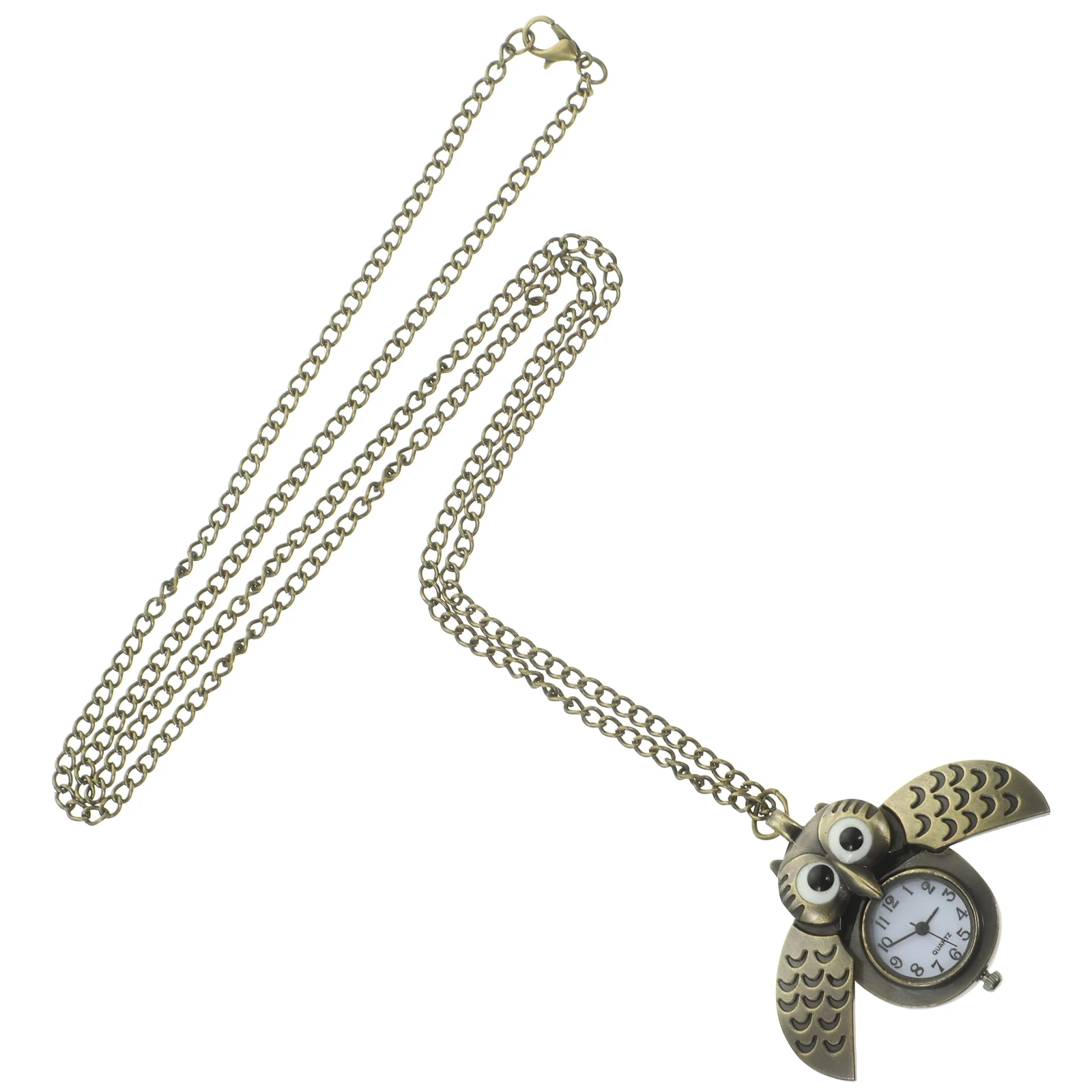 خمر البرونزية ساعة كوارتز قلادة البومة تصميم قلادة الساعات للرجال النساء دقيقة ضبط الوقت المألوف ارتداء اليومي الطرف