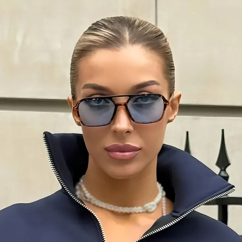 Small Vintage Square Sunglasses Women Brand Designer Mirror Sun Glasses Female Fashion Retro Leopard Frame Blue Oculos De Sol image 2