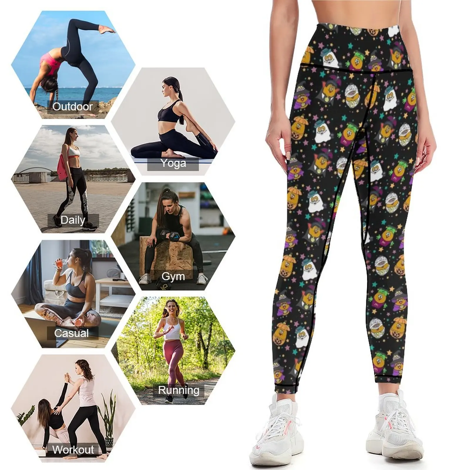 Halloween Chicken Nuggets Leggings sporty woman gym joggers for for girls Womens Leggings