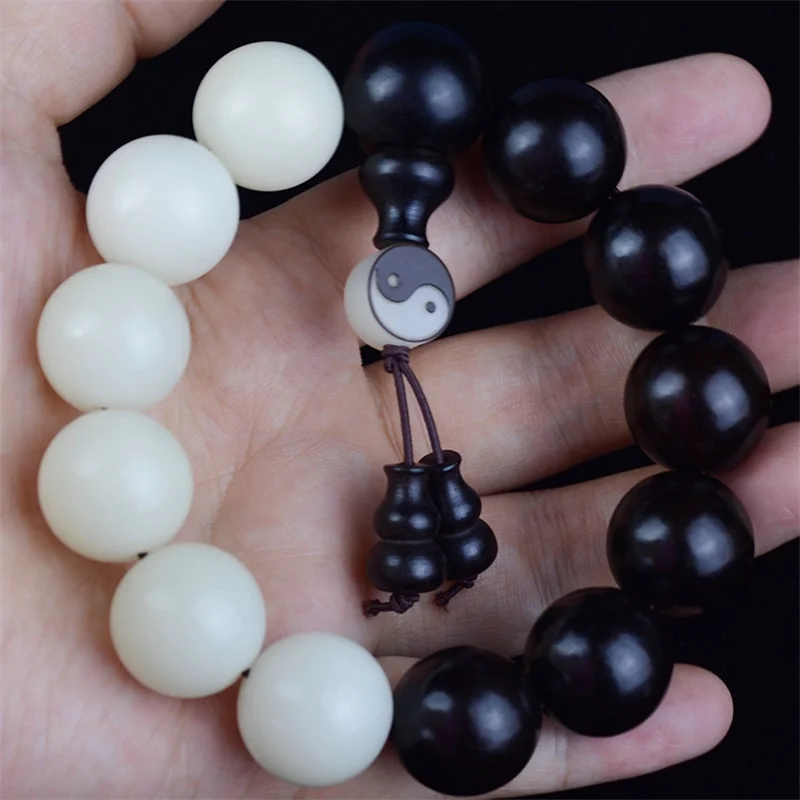Ethnic Style Jade Bodhi Seed Black Sandalwood Bead Bracelet For Men Jewelry Blessing Eight Diagrams Adjustment Port Hand String