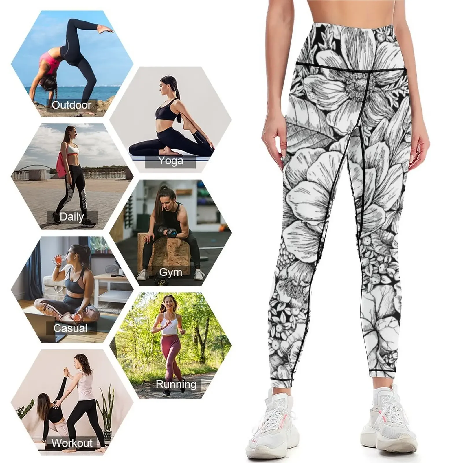 Floral Flower circle Leggings sportswear woman gym 2025 Jogger pants sports shirts gym jogging pants Womens Leggings