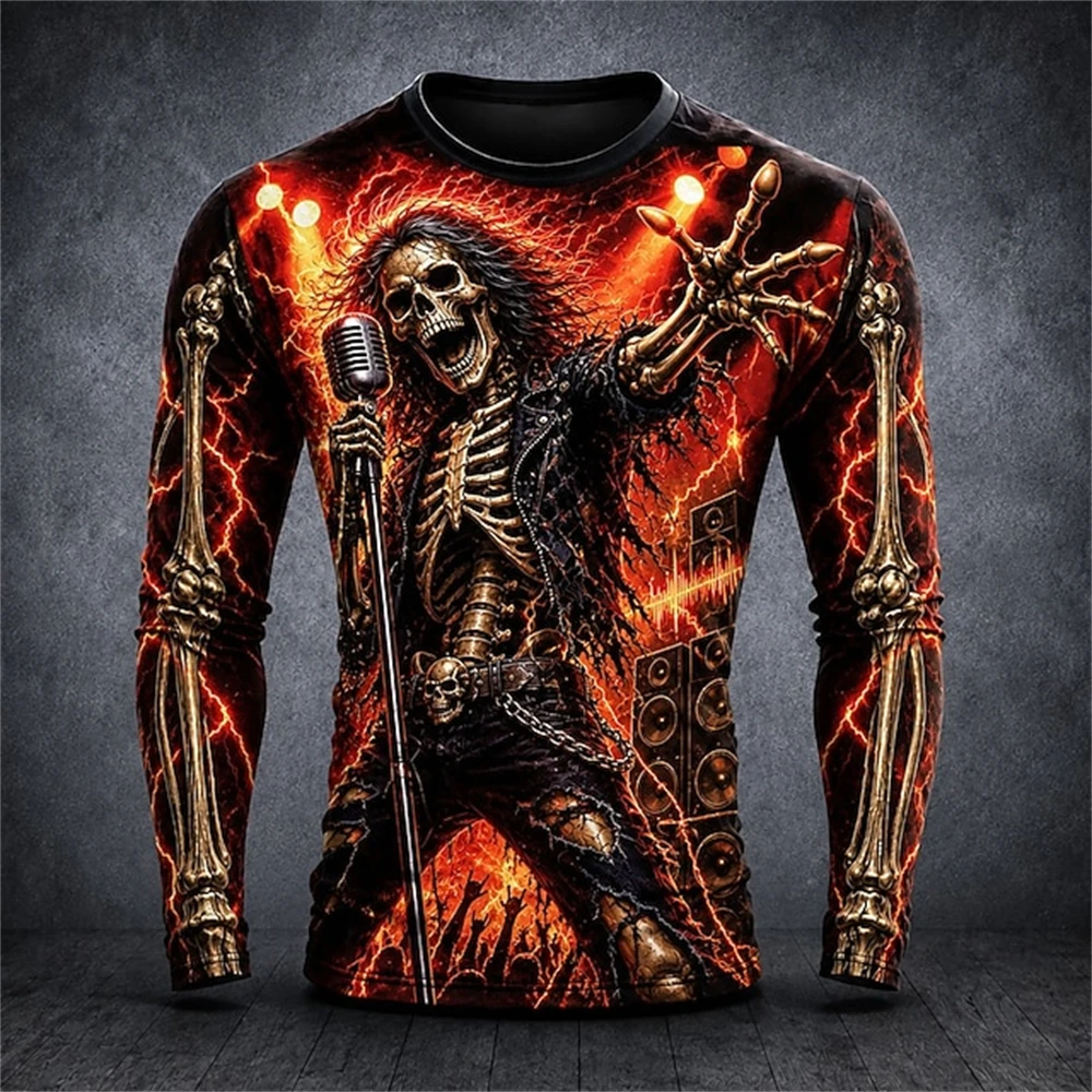 Street Fashion Tshirt - Camiseta masculina com estampa de caveira,