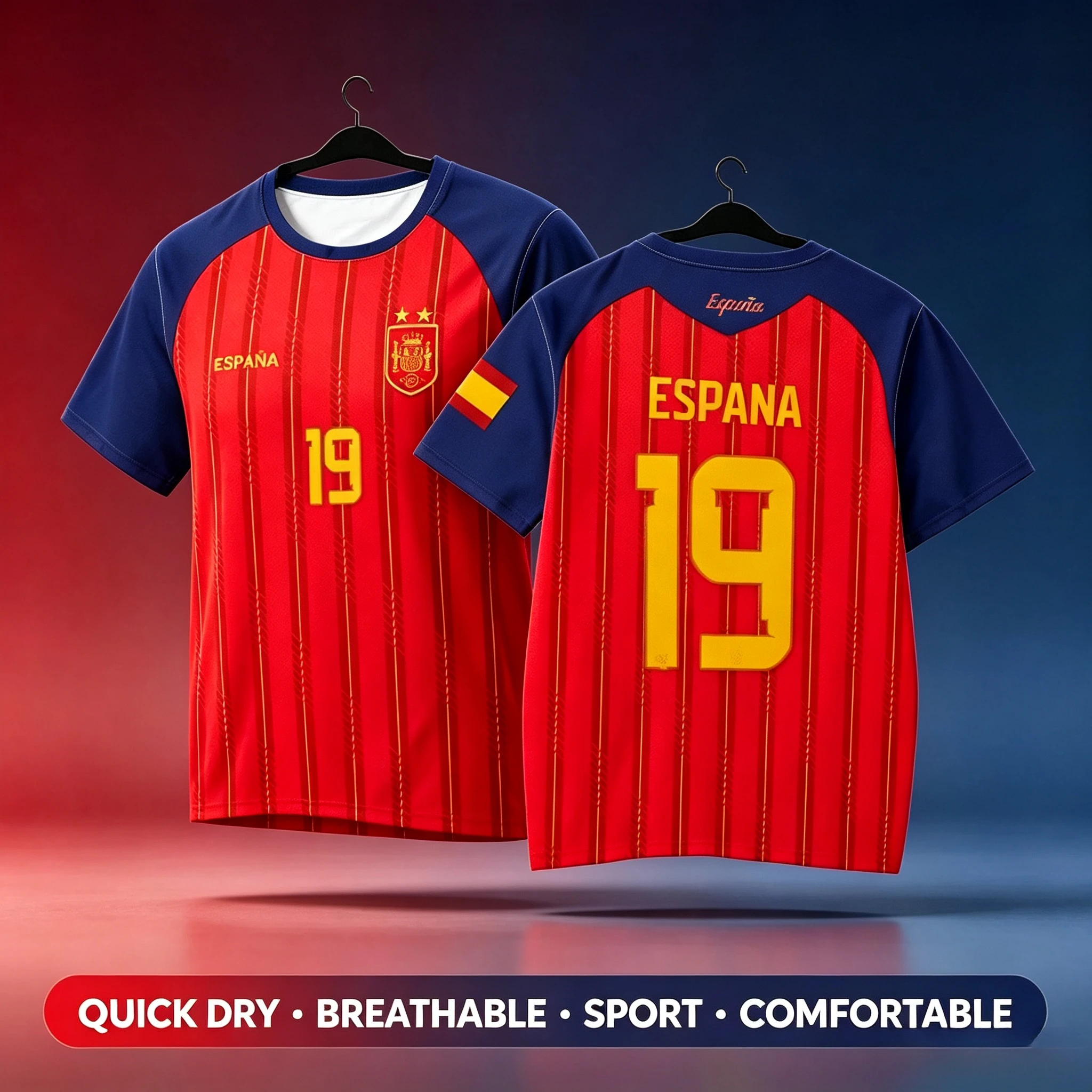 2026 Spanish Team Yamal Player Edition Football Shirt, Quick Drying Short Sleeved T-shirt, Men's and Women's Family Kids Tees 3d