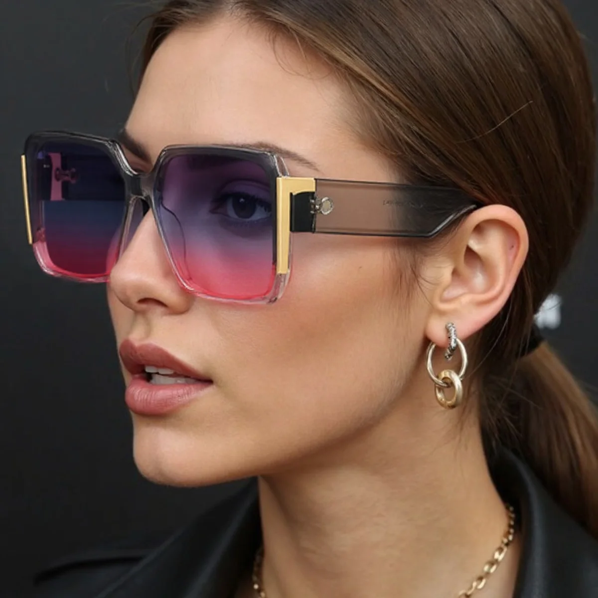 Vintage Men Women Big Sunglasses Men Square Shades Brand Designer Unisex Sun Glasses Black Lense Male Female Sunglasses UV400