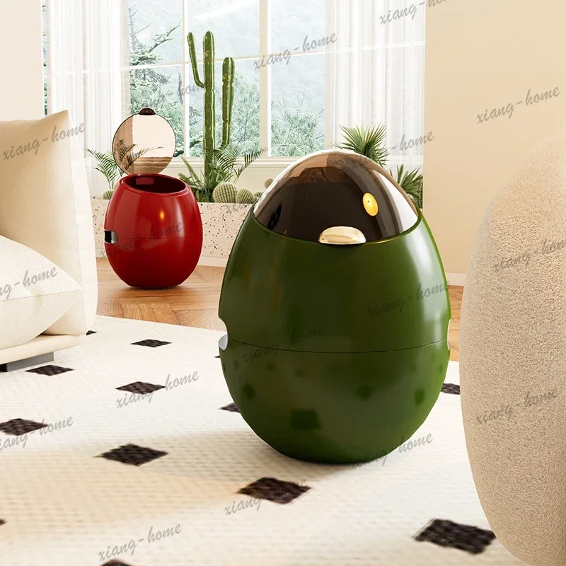 LJY light luxury egg shaped creative sanitary bucket Trash can household living room bathroom toilet with lid bedroom paper bask