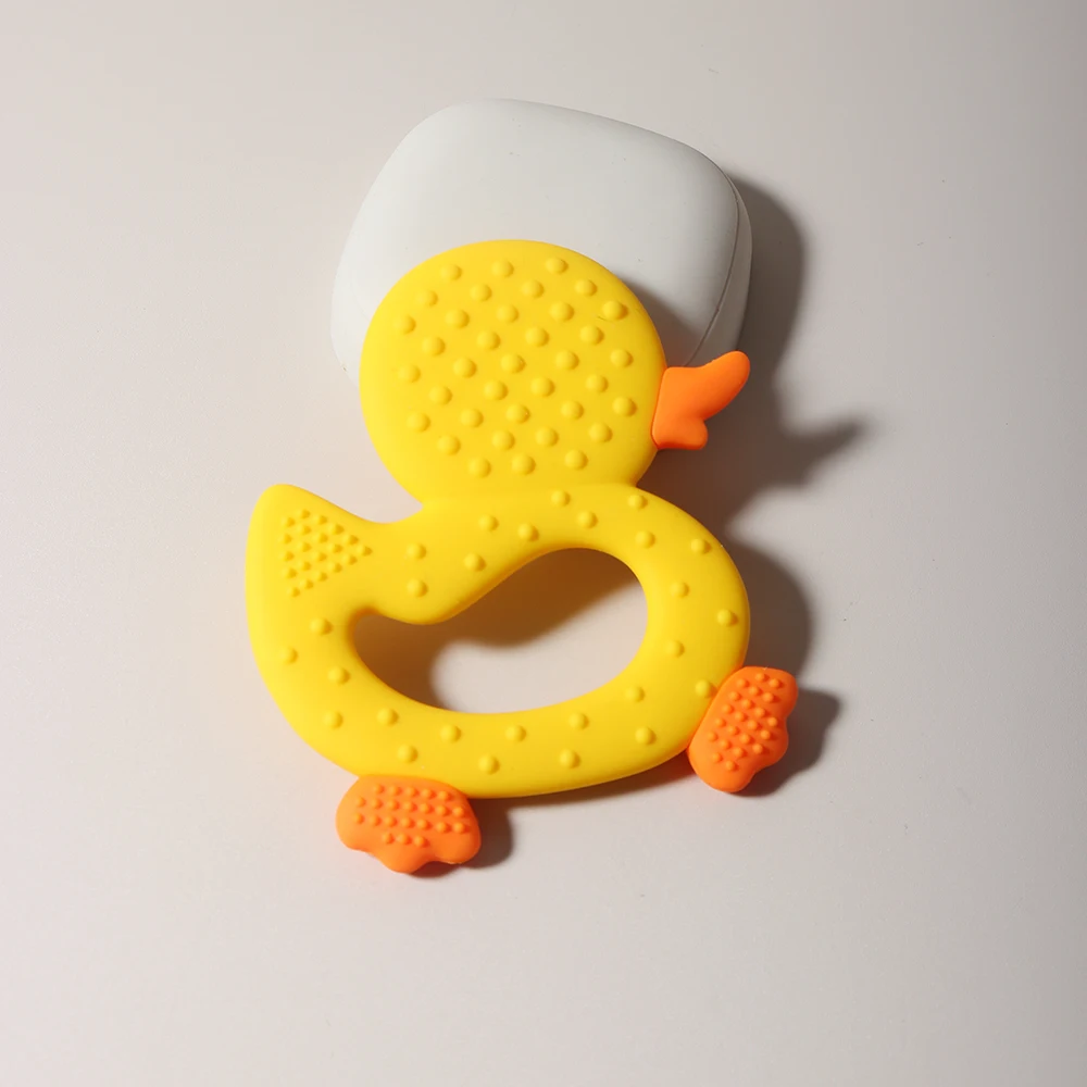 Cute Baby silicone duck teether Food Grade Safe Teether cute cartoon ease teeth pain  Toy Teething gift