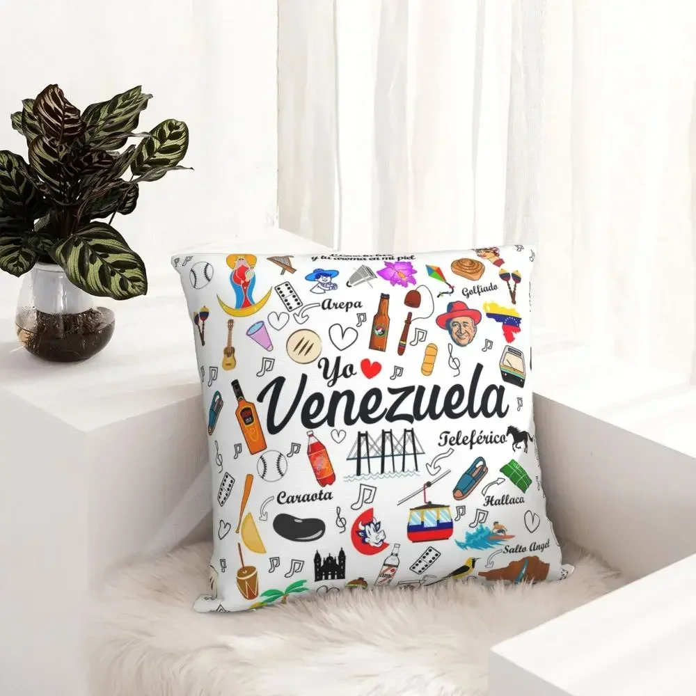 4 Pcs - 45CM - Venezuela Pride Square Pillowcase Two Side Printing Decorative Cushion Cover Home Floral Pillow Case For Car Sofa