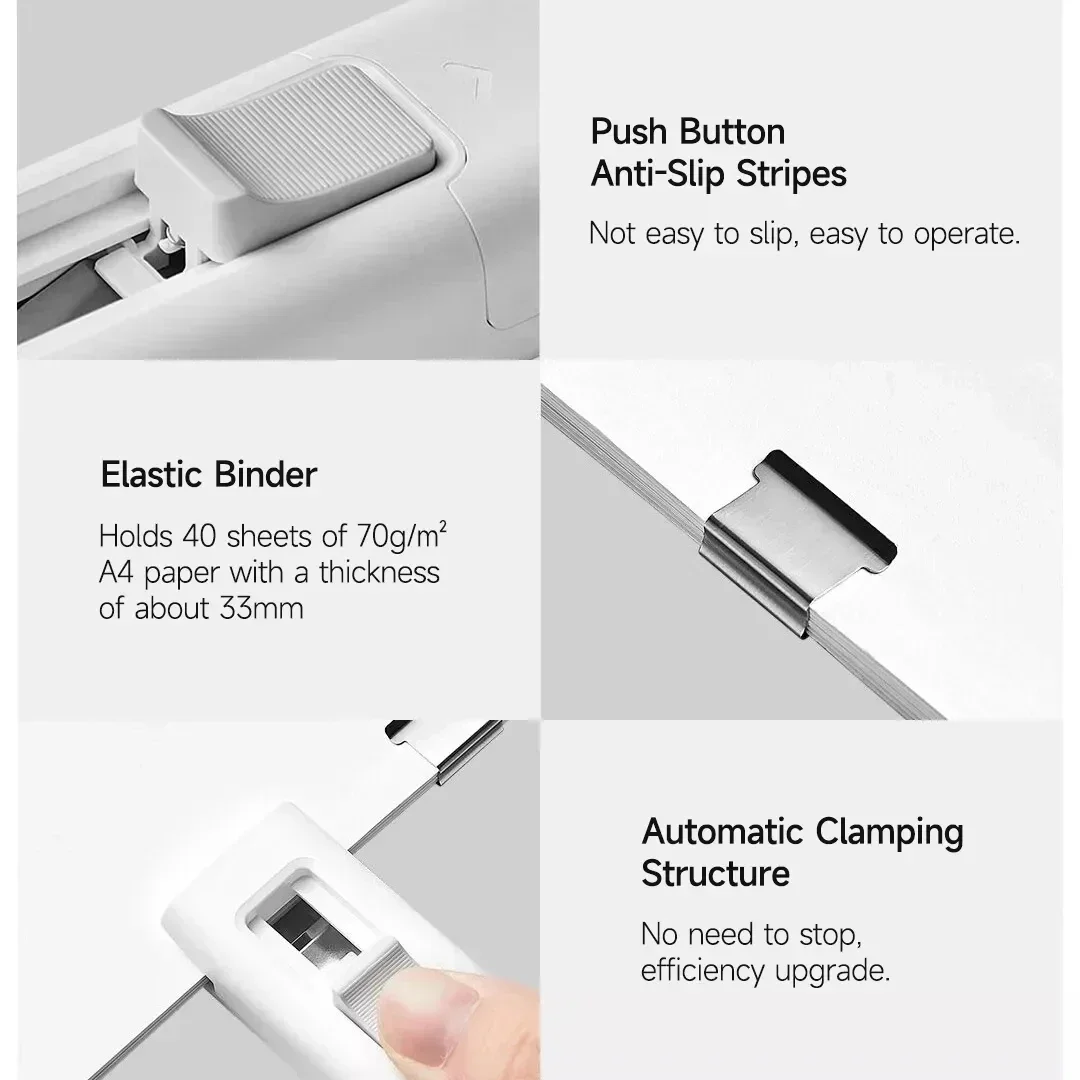 Xiaomi Mijia Push Clip Stapler Reusable Binder Refills Holeless Binding For Office School Hand Paper Clipper Document Organizer