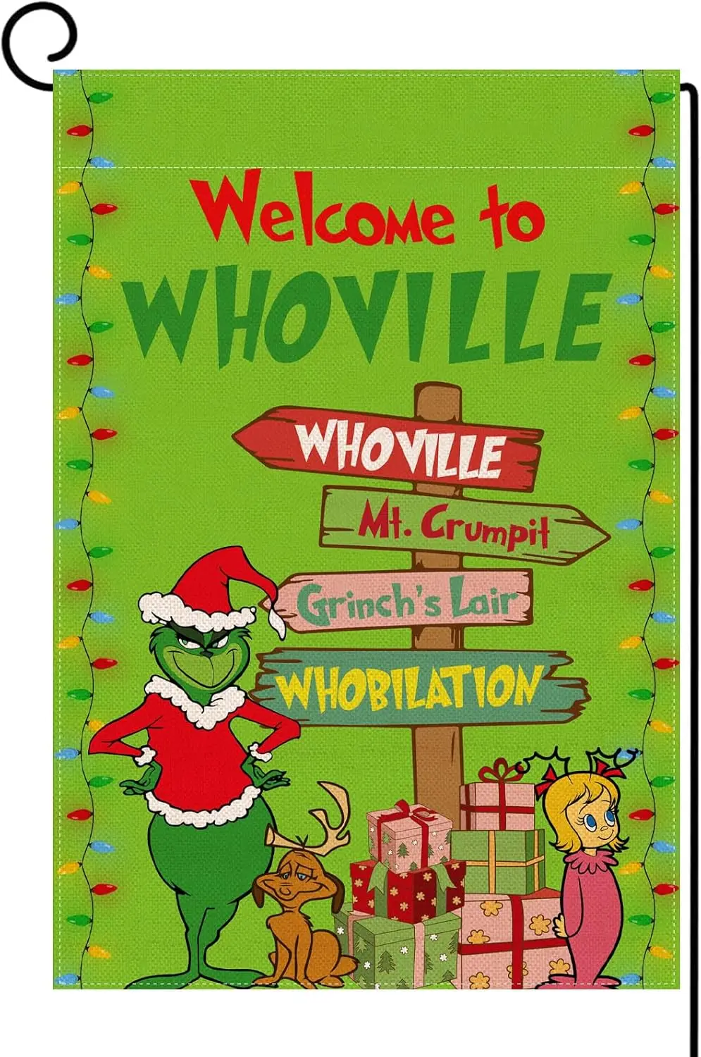 Sunwer Welcome to Whoville Grinchmas Garden Flag Merry Christmas Winter Holiday Party Decoration Outdoor Front Lawn Yard Patio D