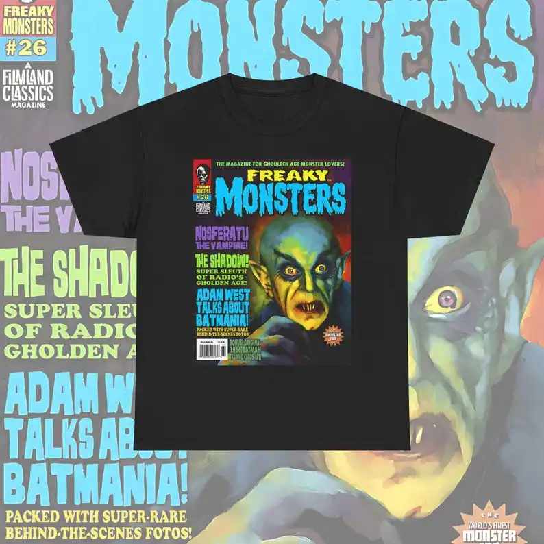 Monster Magazine T-shirt, Horror Tee, Spooky Shirt, Scary Graphic Top, Halloween Clothing